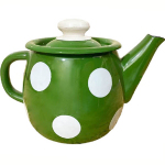 Чайник эмалированный 1.0л 2707/4 Белый горох (зеленый)