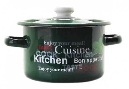 Каструля емальована 2л 1610/4 Базилік смарагдовий