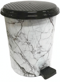 Відро пластмасове з педаллю 16л Білий мармур Відро пластмасове з педаллю 16л Білий мармур