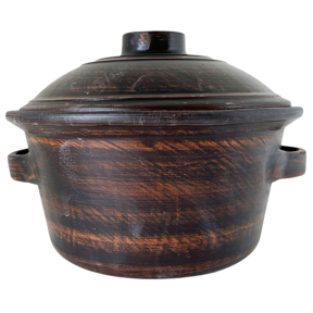 Кастрюля 2л гладкая с ручками красная глина