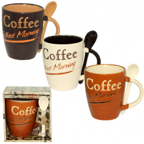 Чашка керамічна з ложкою 360 мл 2167-13