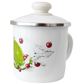 Кухоль емальований 1л  0207/2 з кришкою Лайм