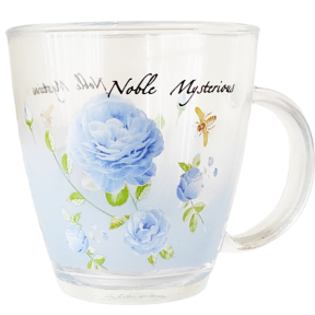 Кухоль скляний 380мл Сині троянди