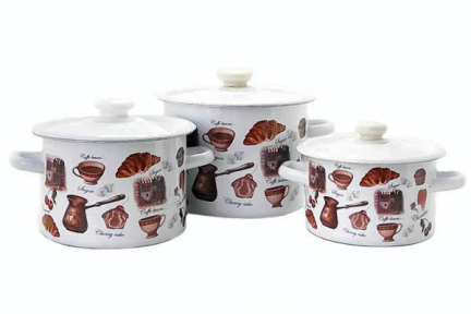 Набор эмалированный 272 Кафе де Шері белый