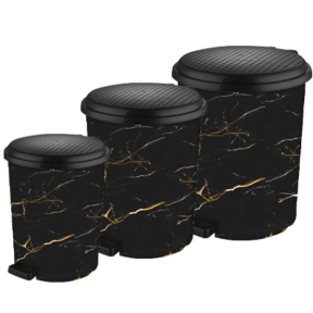 Відро пластмасове з педаллю 6л Чорний мармур Відро пластмасове з педаллю 6л Чорний мармур