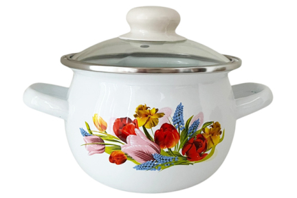 Кастрюля эмалированная 1.5л 61908/2 Весенний букет сфера