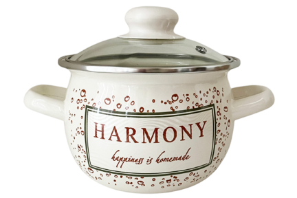 Кастрюля эмалированная 1.5л 61908/2 Гармония сфера стеклянная крышка