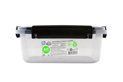 Контейнер пластмасовий 1.2л прямокутний чорний