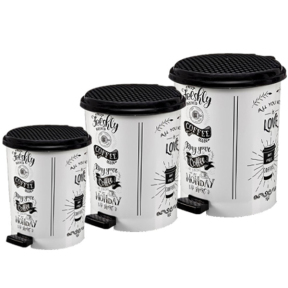 Відро пластмасове з педаллю 10л Кава біла Відро пластмасове з педаллю 10л Кава біла