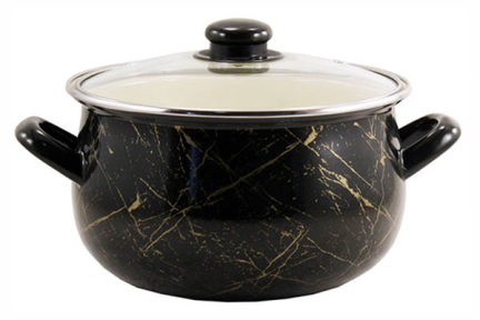 Кастрюля эмалированная 5.1л Черный мрамор