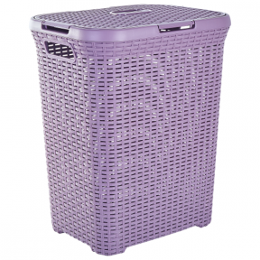 Корзина для белья пластмассовая Ротанг 50л фиолетовая