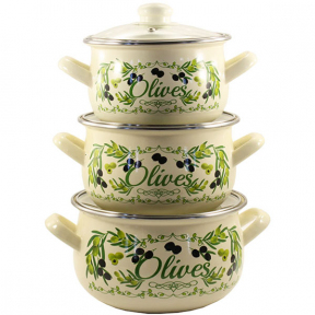 Набір емальований 3 предмети 567А Грецька оливка