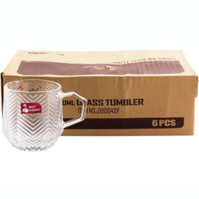 Набор кружек стеклянных 250мл ZB1004SY 1/6шт