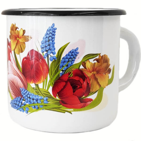 Кружка эмалированная 1л 0107/2 Весенний букет