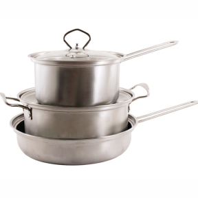 Набір із нержавіючої сталі каструля 1.3л ківш 2.3л сковорода 240мм В-023