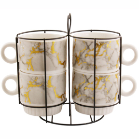 Сервиз чайный 4 предмета 250мл Серый мрамор 676-3