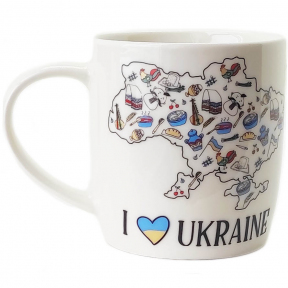Чашка керамічна 360мл I love Ukraine в подарунковій упаковці