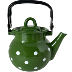 Чайник эмалированный 0.7л 27051/4 Полька зеленая