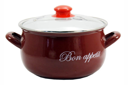 Кастрюля эмалированная 4л Bon appetit красный