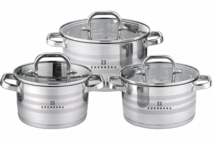 Набор кастрюль из нержавеющей стали 3 предмета EB-3741