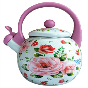 Чайник эмалированный 2.2л с пластмассовой ручкой и свистком Роза 11W