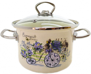 Кастрюля эмалированная 2л 83110  Романтический сад