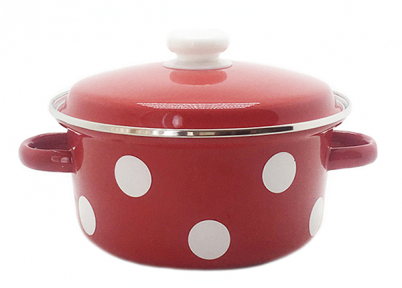Каструля емальована 3л 1812/4 Білий горох червоний