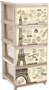 Комод пластмассовый с декором  Париж  кремовый