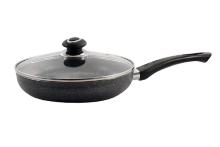 Сковорода антипригарная 200мм со стеклянной крышкой Мрамор PN-20Н