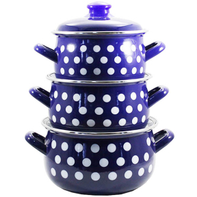 Набор эмалированный 3 предмета Горох синий 558