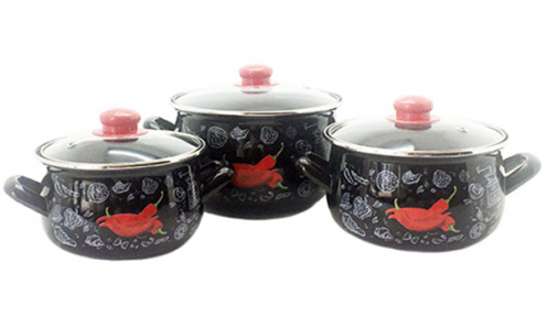 Набір емальваний 3 предмети  Перчинка 2.1л/3.1л/4.0 л