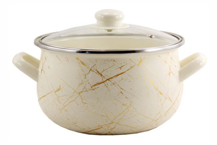 Кастрюля эмалированная 5.1л Белый мрамор