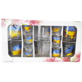 Набір стаканів низьких 6 стаканів + 6 чарок Патріотична