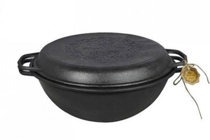 Казан чавунний 18л татарський з кришкою-сковородою