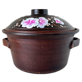 Кастрюля 2л Сакура с ручками красная глина