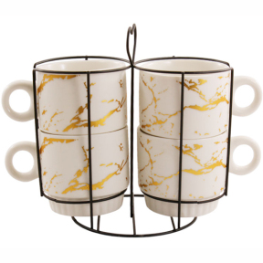 Сервиз чайный 4 предмета 250мл Белый мрамор 676-8