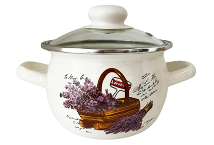 Каструля емальована 1.5л 61908/2 Кошик лаванди сфера скляна кришка