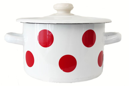 Кастрюля эмалированная 2л 1610/2 Красный горох белый