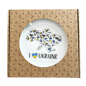 Тарілка склокераміка 250мм I love Ukraine