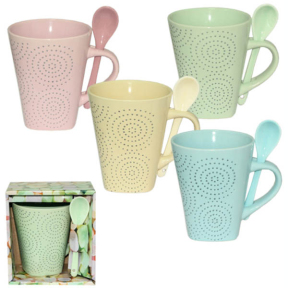 Кухоль керамычний з ложкою 360мл Зефір