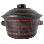 Кастрюля 2л гладкая с ручками красная глина