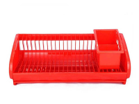 Сушка для посуды пластмассовая с подставкой под приборы красная