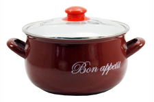 Кастрюля эмалированная 3.1л Bon appetit красный
