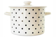 Каструля емальована 5.5л 1617/4 Чорні перли молочні