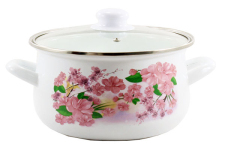 Кастрюля эмалированная 3л Сакура со стеклянной крышкой In