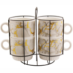 Сервіз чайний 4 предмета 250мл Сірий мармур 676-3