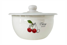 Салатник эмалированный 1.5л 2608/2 с крышкой Вишня Идиллия