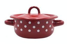 Кастрюля эмалированная 1.5л 1608/4 Красная полька
