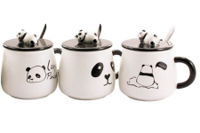 Кружка керамическая 420мл с крышкой PANDA