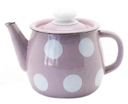 Чайник эмалированный 1.0л 2707/4 Белый горох (розовый)